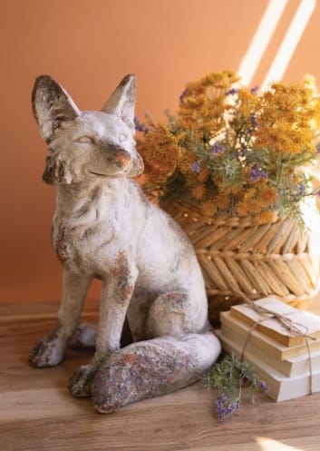 Faux Concrete Fox Sitting Figurine, Gray, 21.5" Tall Kalalou, Inc.