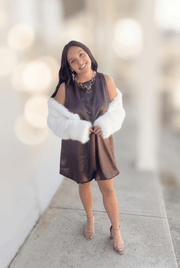 Faux Fur Cropped Jacket, White Blue B. Coats & Jackets