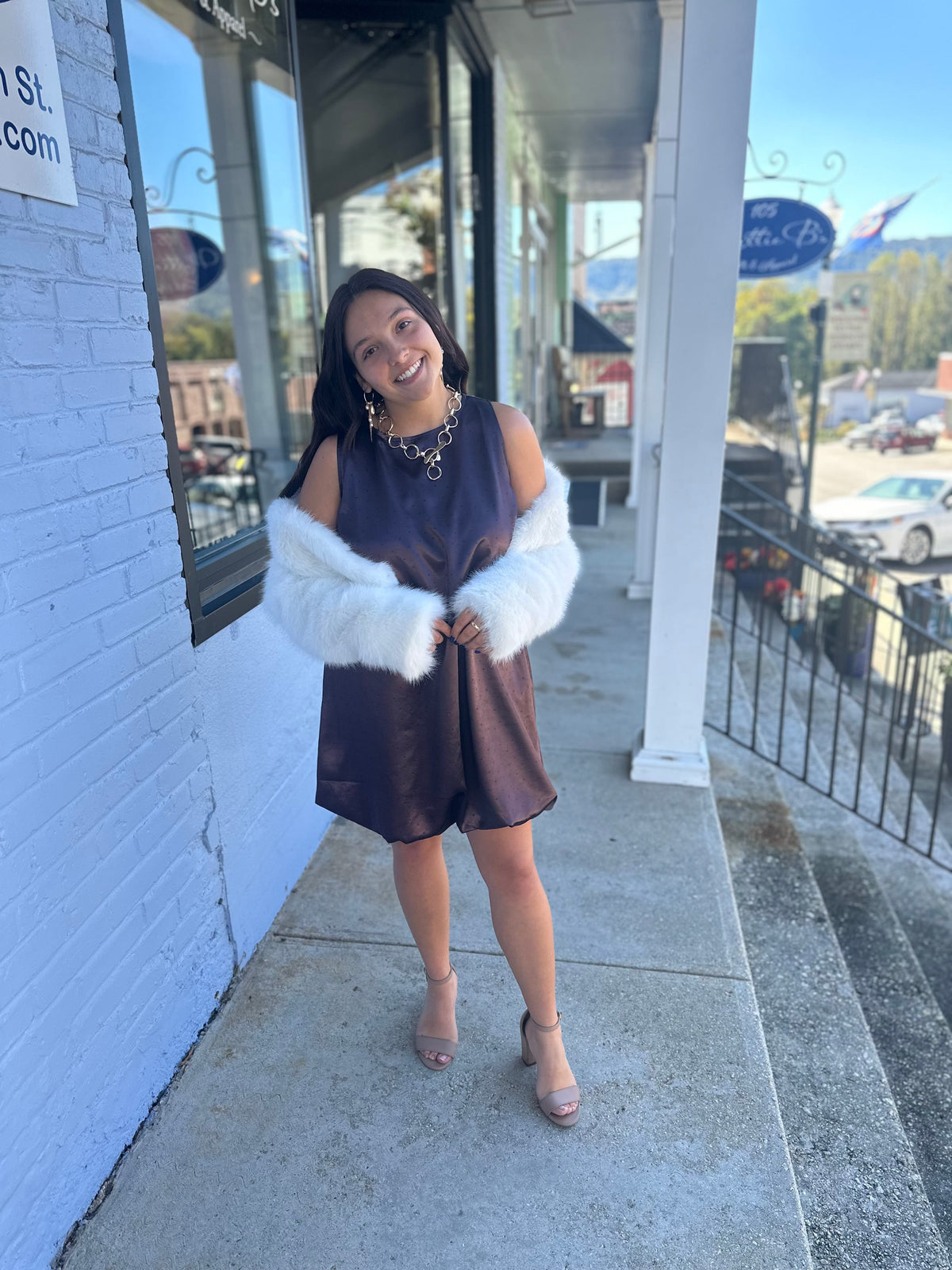 Faux Fur Cropped Jacket, White Blue B. Coats & Jackets