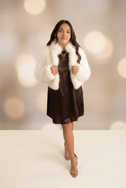 Faux Fur Cropped Jacket, White Blue B. Coats & Jackets