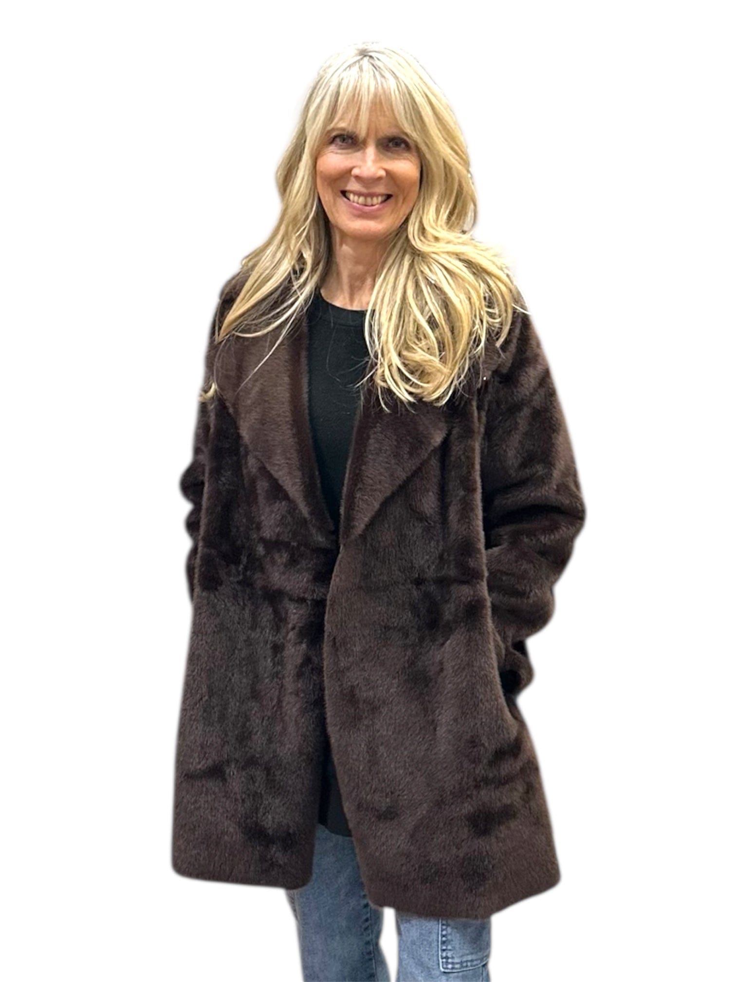 Faux Fur Suede Coat in Chocolate by Ivy Jane Ivy Jane Coats & Jackets