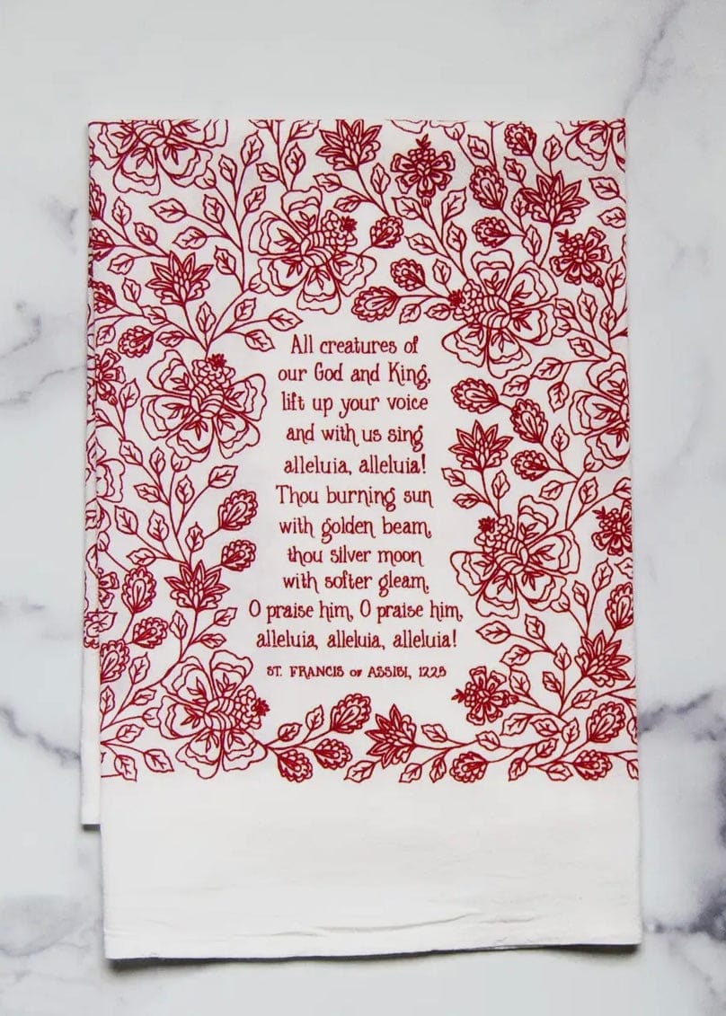 Favorite Hymn Tea Towel Little Things Studio Kitchen Towel All Creatures of Our God & King
