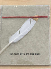 Feather Card Sugarboo Designs Greeting & Note Cards She Flies with her own wings