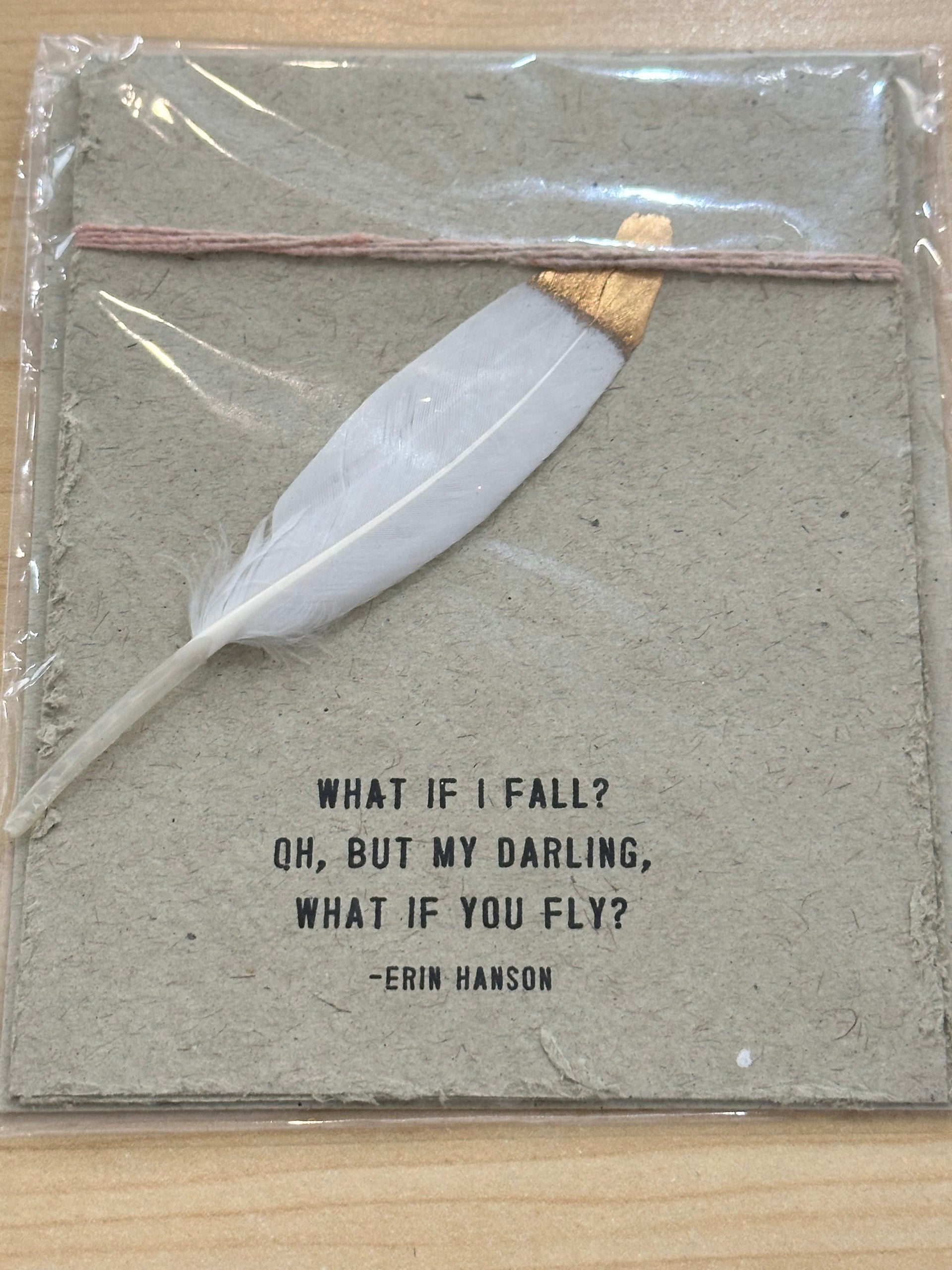 Feather Card Sugarboo Designs Greeting & Note Cards What if I fall?