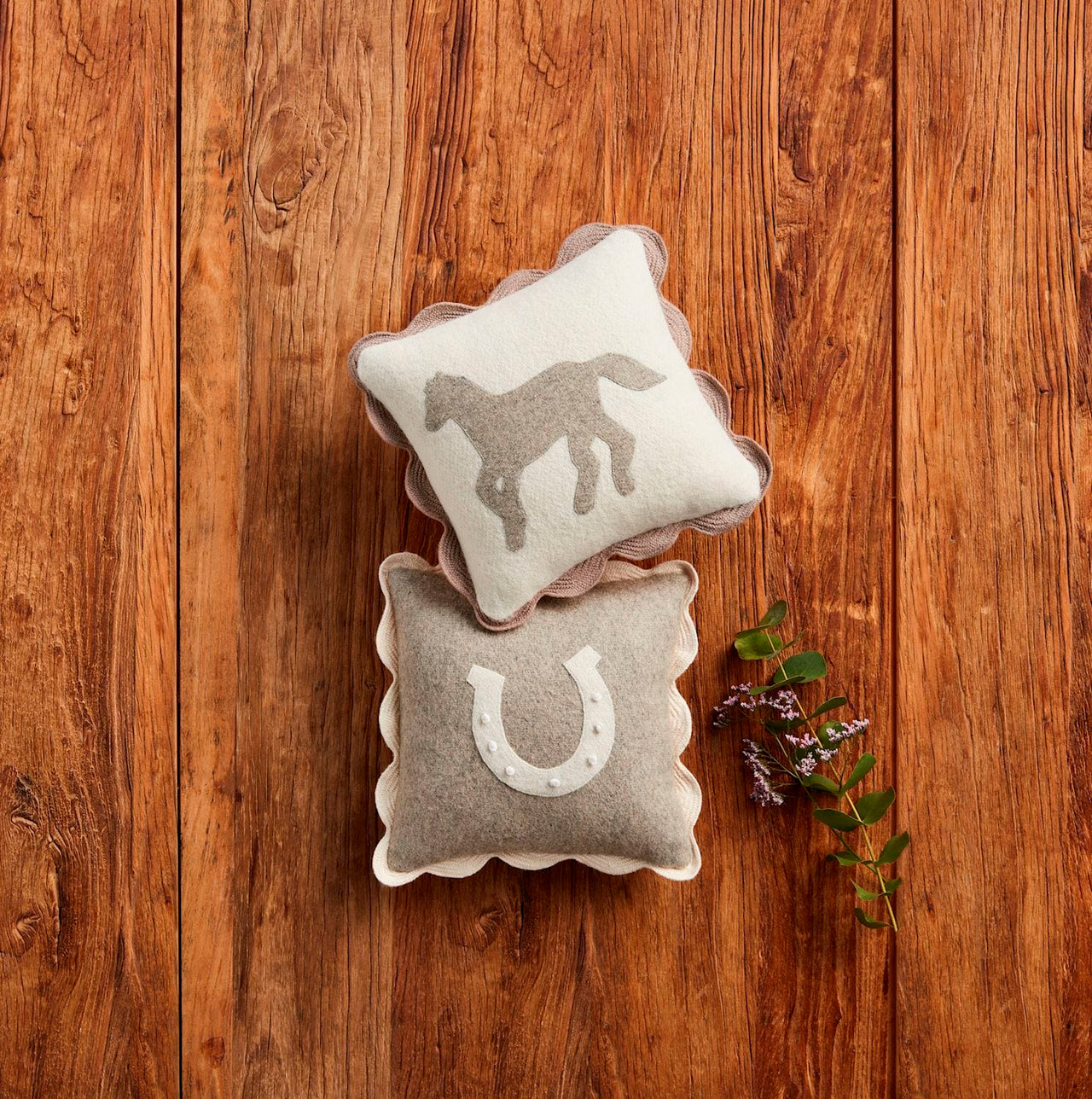 Felt Mini Pillows | Horse & Horseshoe Mud Pie Throw Pillows