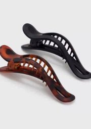 Flat Lay Claw Clip 2pc Curved - Black & Tort KITSCH