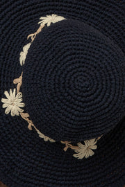 Fleur Noir Sun Hat UPF 35: Shapeable Brim By Many Hands