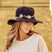 Fleur Noir Sun Hat UPF 35: Shapeable Brim By Many Hands