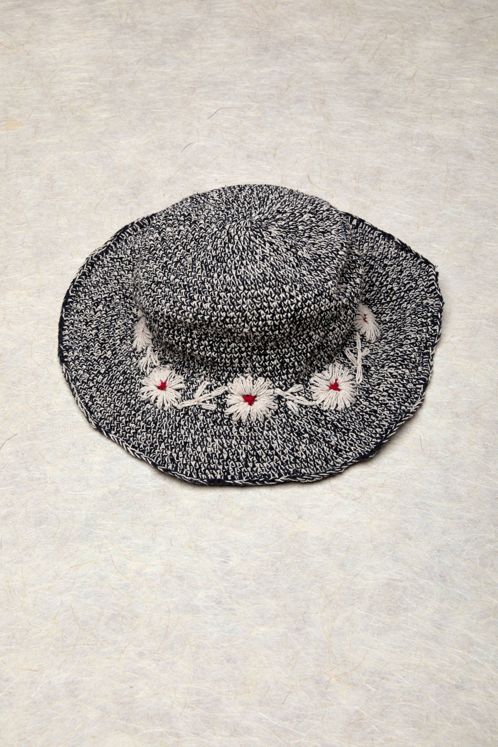 Fleur Salt & Coal Sun Hat UPF 35: Defined-Curve (Fixed Shape) By Many Hands