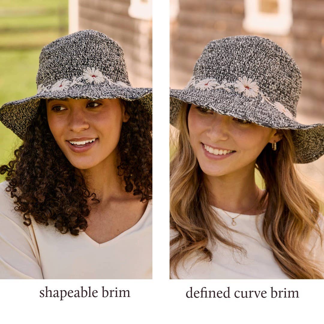Fleur Salt & Coal Sun Hat UPF 35: Defined-Curve (Fixed Shape) By Many Hands