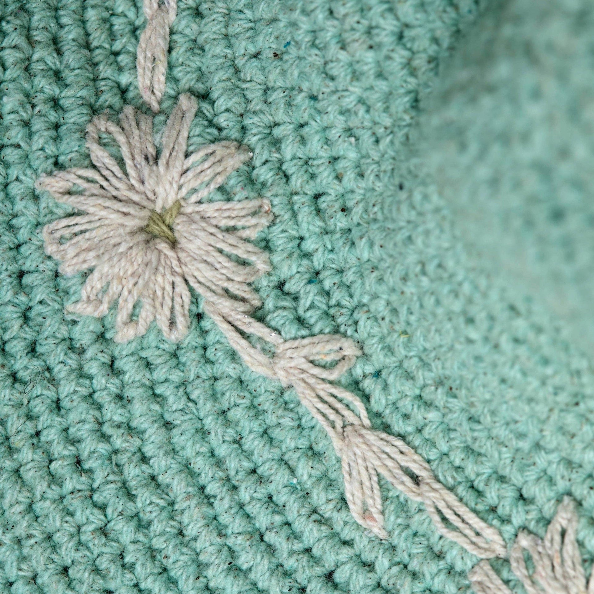 Fleur Seafoam Sun Hat UPF 35: Defined-Curve (Fixed Shape) By Many Hands