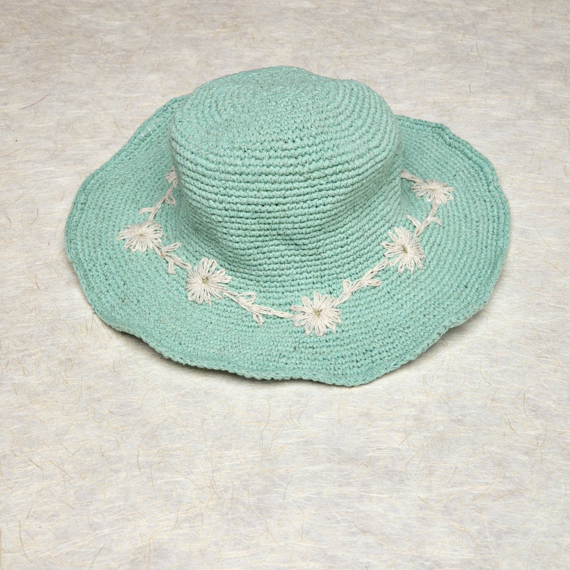 Fleur Seafoam Sun Hat UPF 35: Shapeable Brim By Many Hands