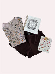 Floral Mineral Wash Double Layer Henley Top, Blush Easel Top