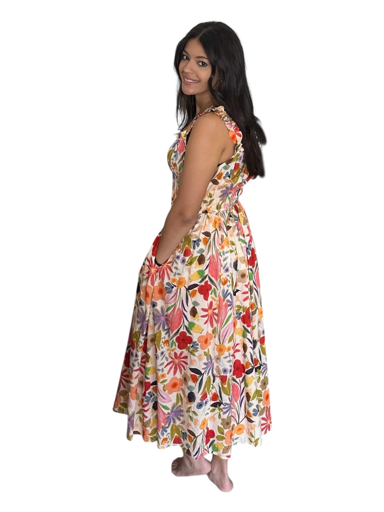 Floral Print Sleeveless Dress By Together Dress