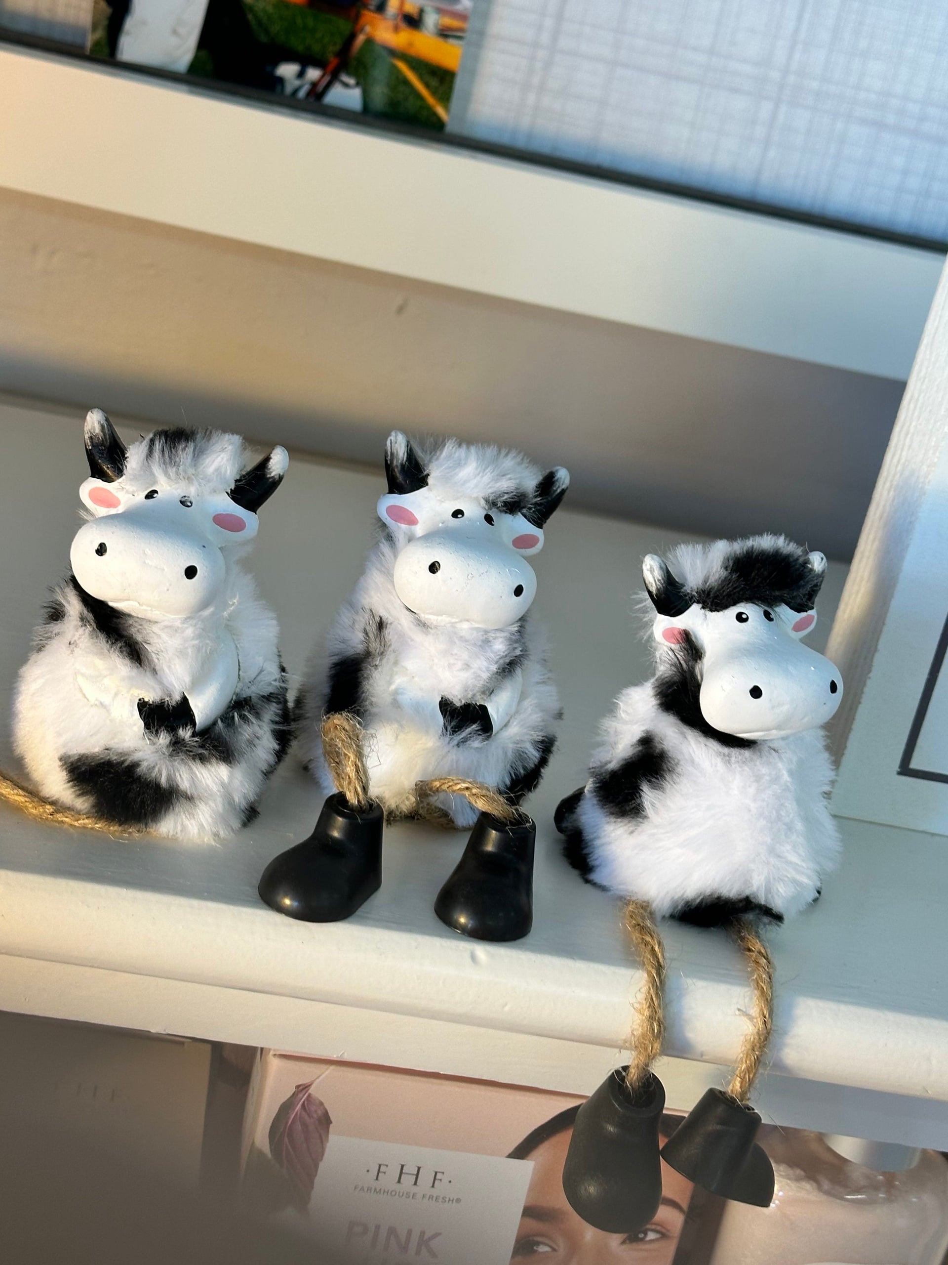 Fluffy Cow Shelfsitter Ganz Whimsical