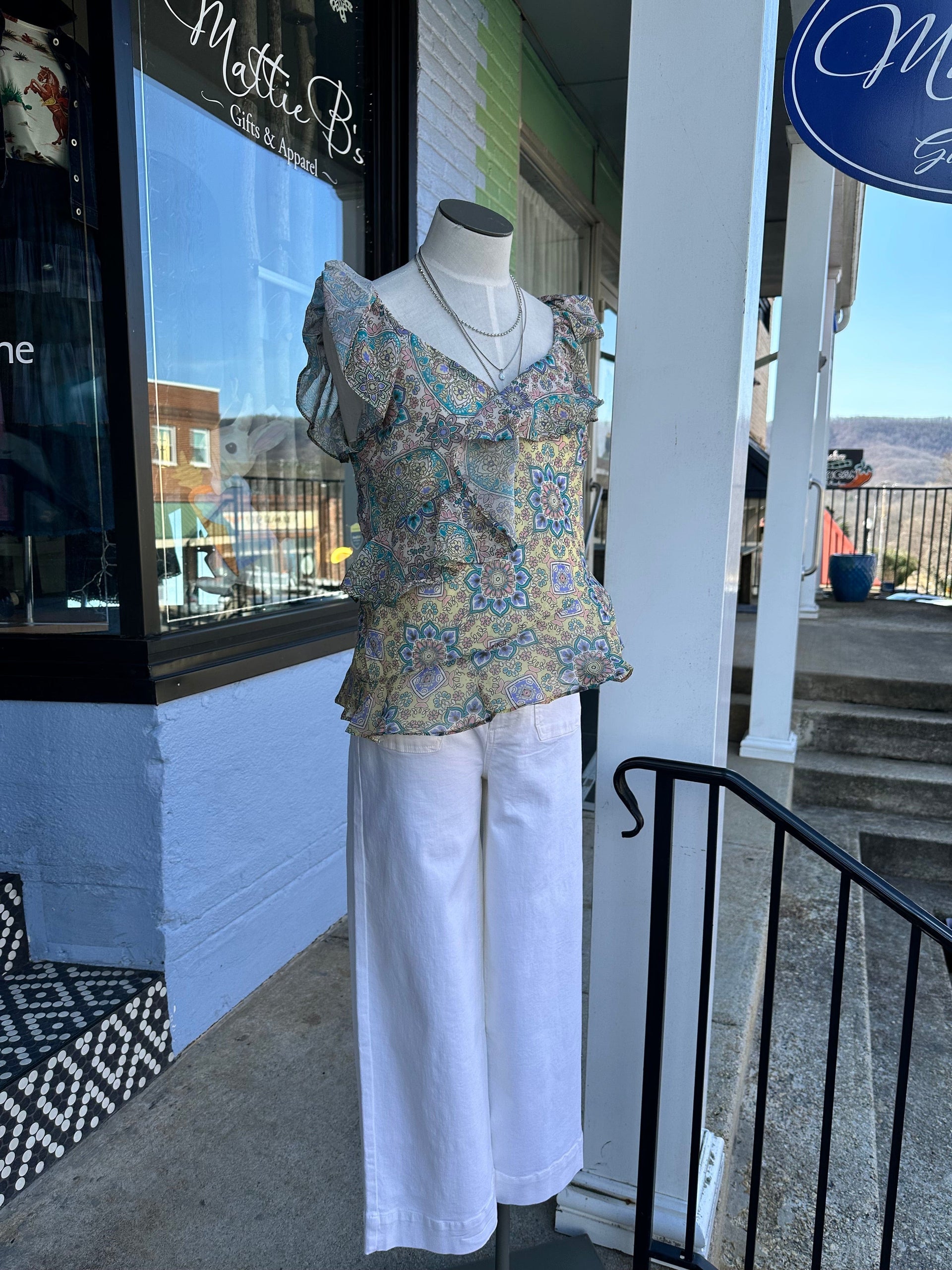 Flutter Sleeve Draped Top Liverpool Casual Top