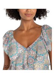 Flutter Sleeve Draped Top Liverpool Casual Top