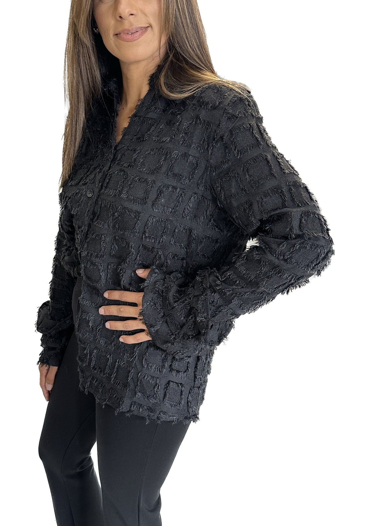 Fringed Black Party Top Boho Chic Elegant Top