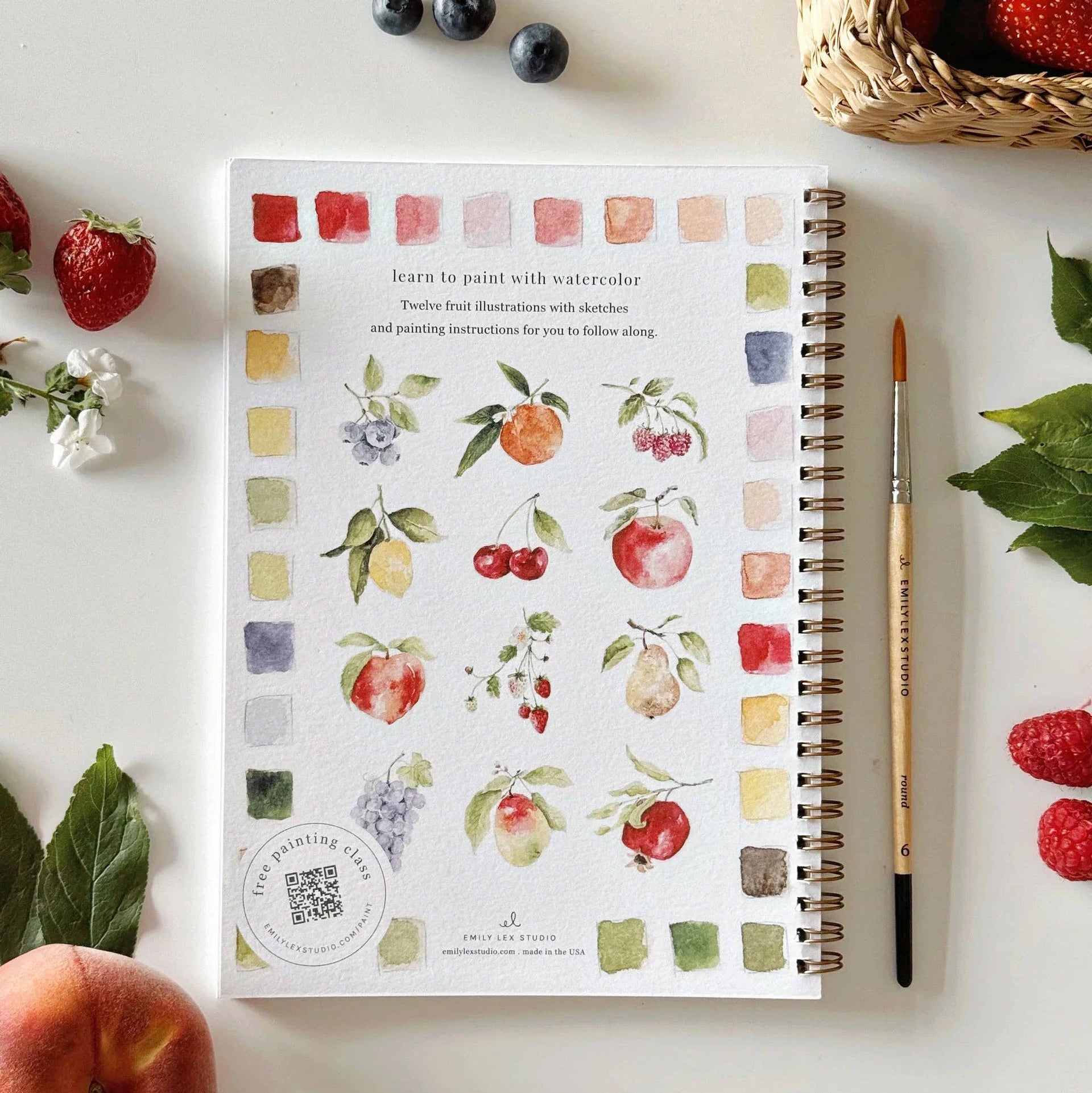 Fruit watercolor workbook emily lex studio