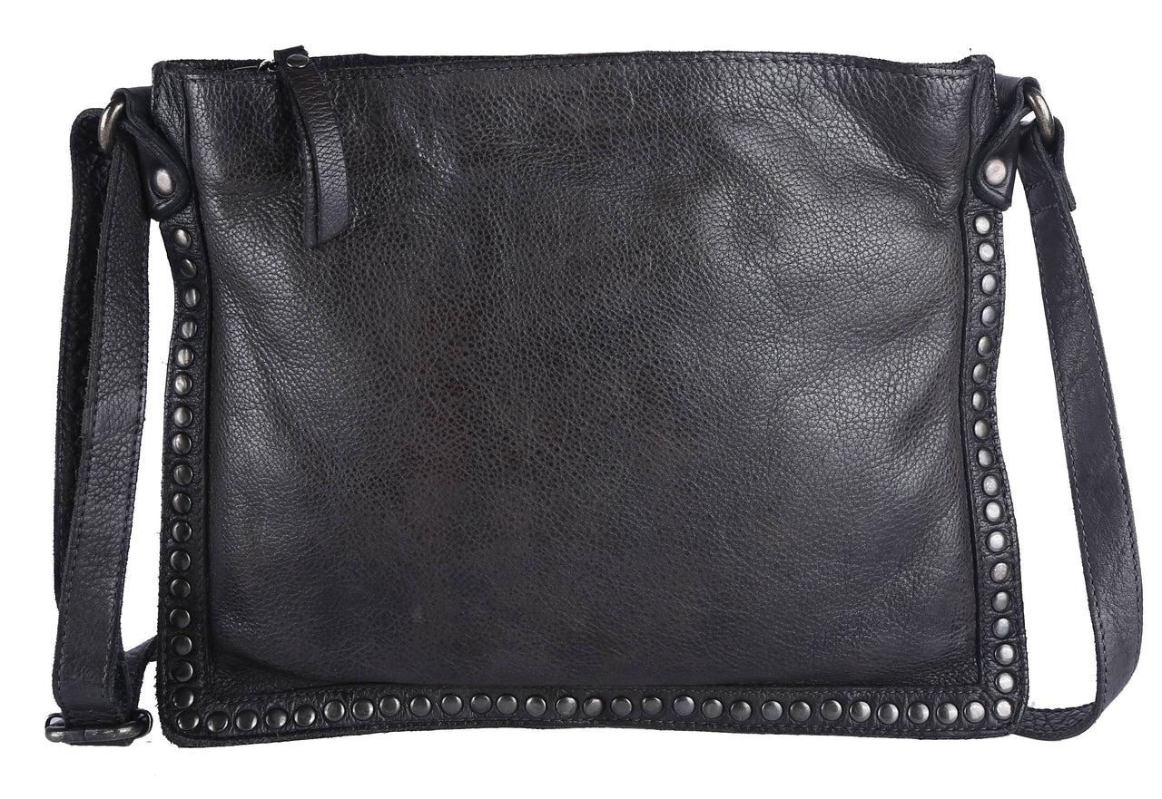 Gabriel Handcrafted Leather Crossbody Bags: Charcoal Latico Leathers
