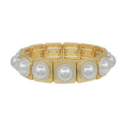 Gama Gold Pearl Stretch Bracelet, Gold and White Meghan Browne Accessories