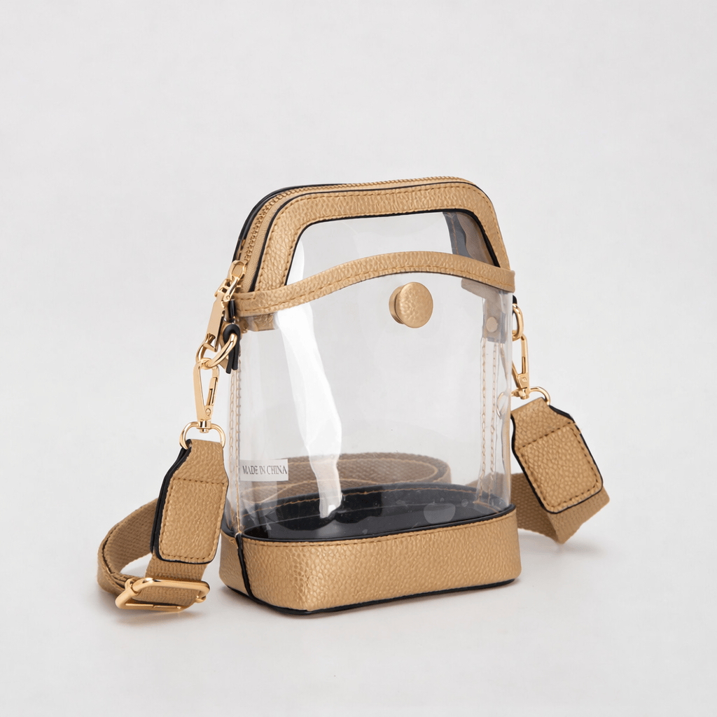 Game Day Stadium Button Style Clear Bags: Gold Queens Designs