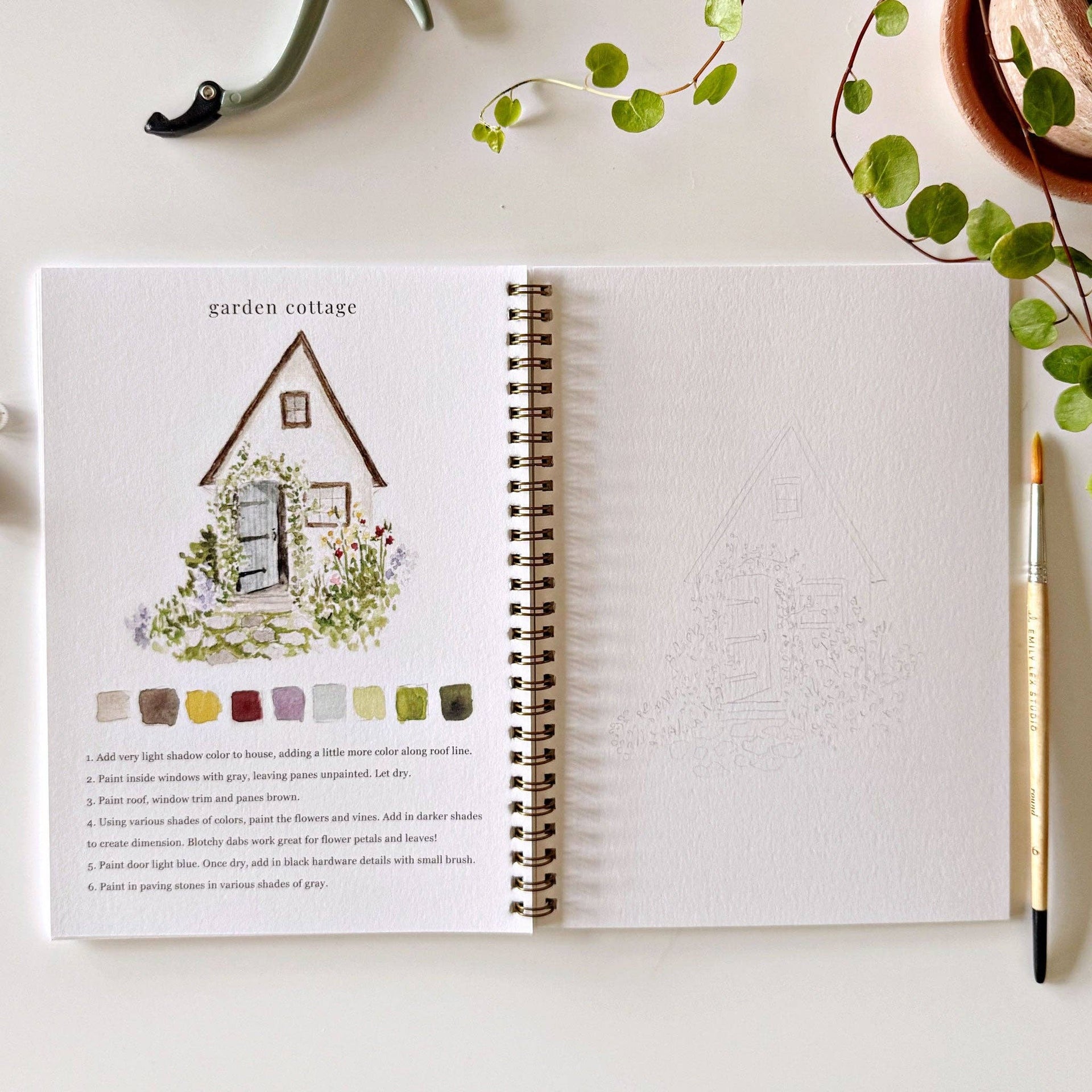 Garden watercolor workbook emily lex studio