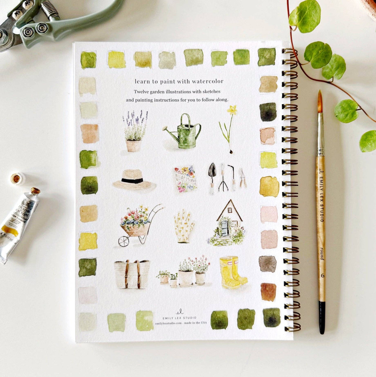 Garden watercolor workbook emily lex studio