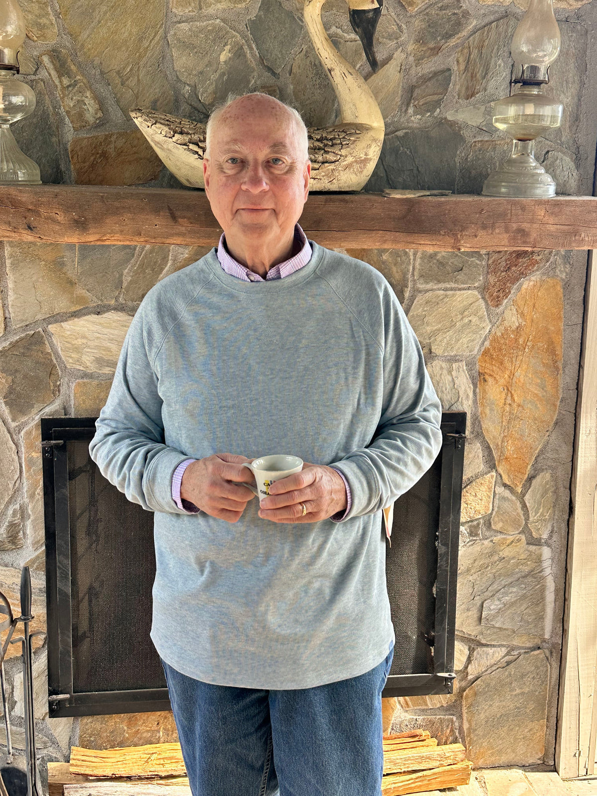 Go-To Fleece Crew Neck, Blue Purnell LLC Men's Clothing