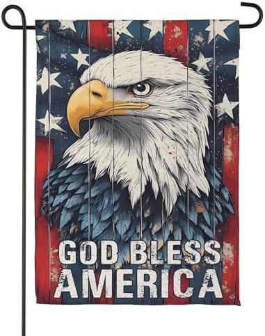 God Bless America Eagle Suede Garden Flag Evergreen Garden Flag