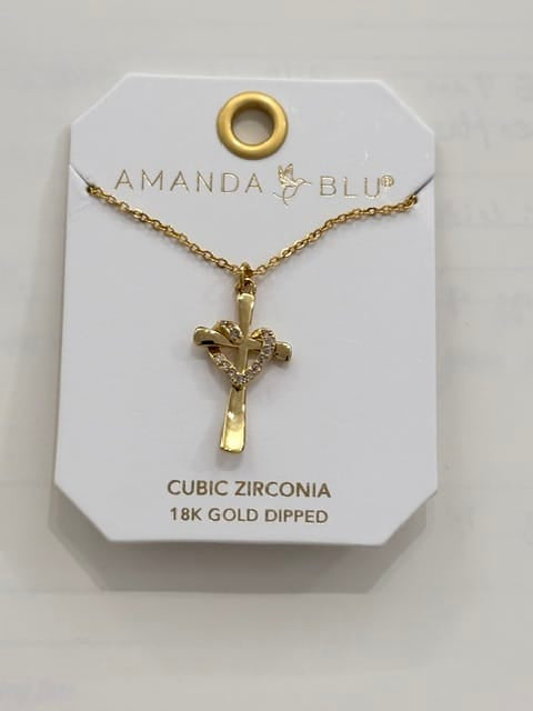 Gold Cross Heart Necklace Amanda Blu Necklace