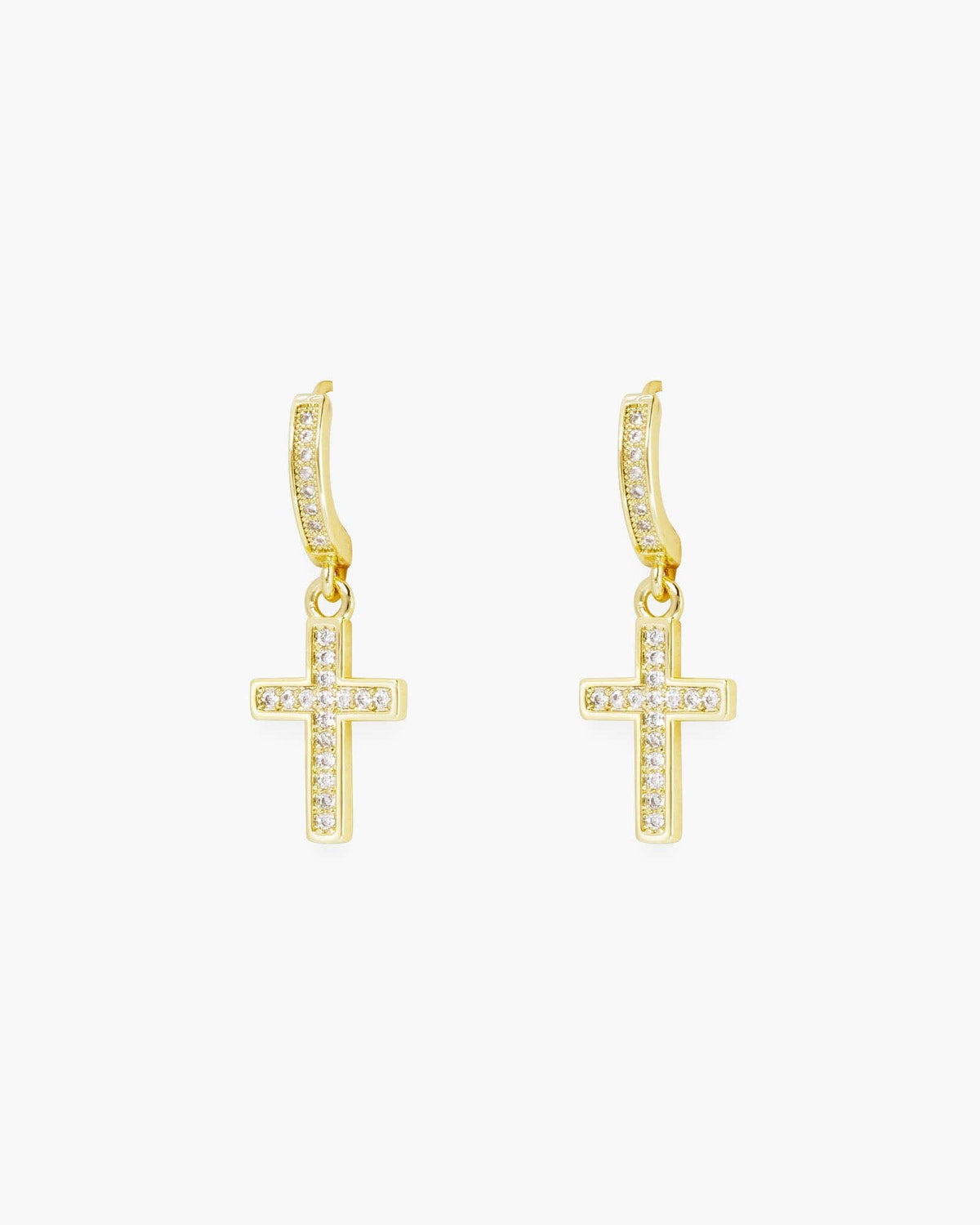 Gold CZ Cross Drop Earrings, Small Amanda Blu Earrings