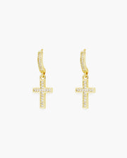 Gold CZ Cross Drop Earrings, Small Amanda Blu Earrings
