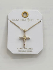 Gold CZ Infinity Cross Necklace Amanda Blu Necklace