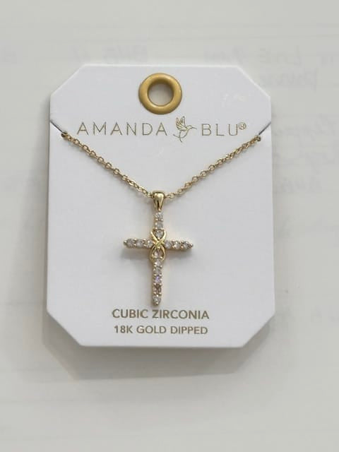 Gold CZ Infinity Cross Necklace Amanda Blu Necklace