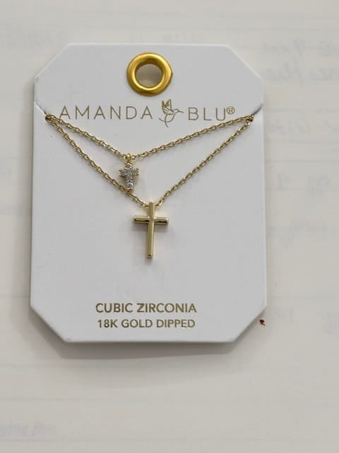 Gold Double Cross Necklace Amanda Blu Necklace