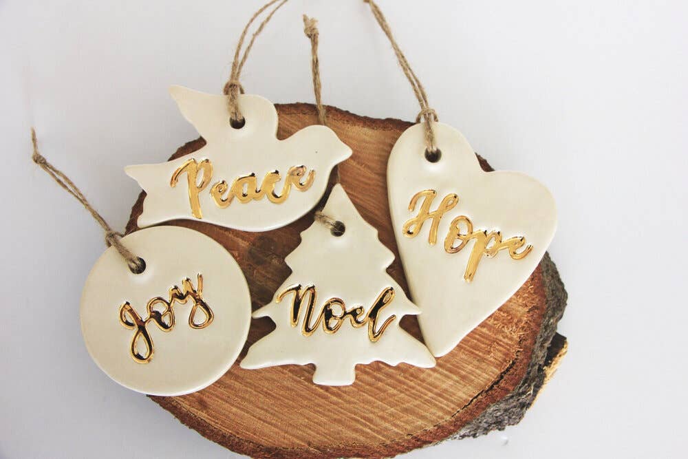 Gold Leaf Christmas Ornaments Prodigal Pottery Hope