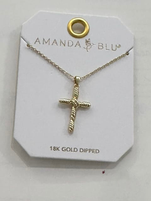 Gold Rope Cross Necklace Amanda Blu Necklace