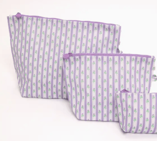 Goosies | 3 Pc Lilac Ribbons Easy Clean Pouch Set Goosies Travel Pouches