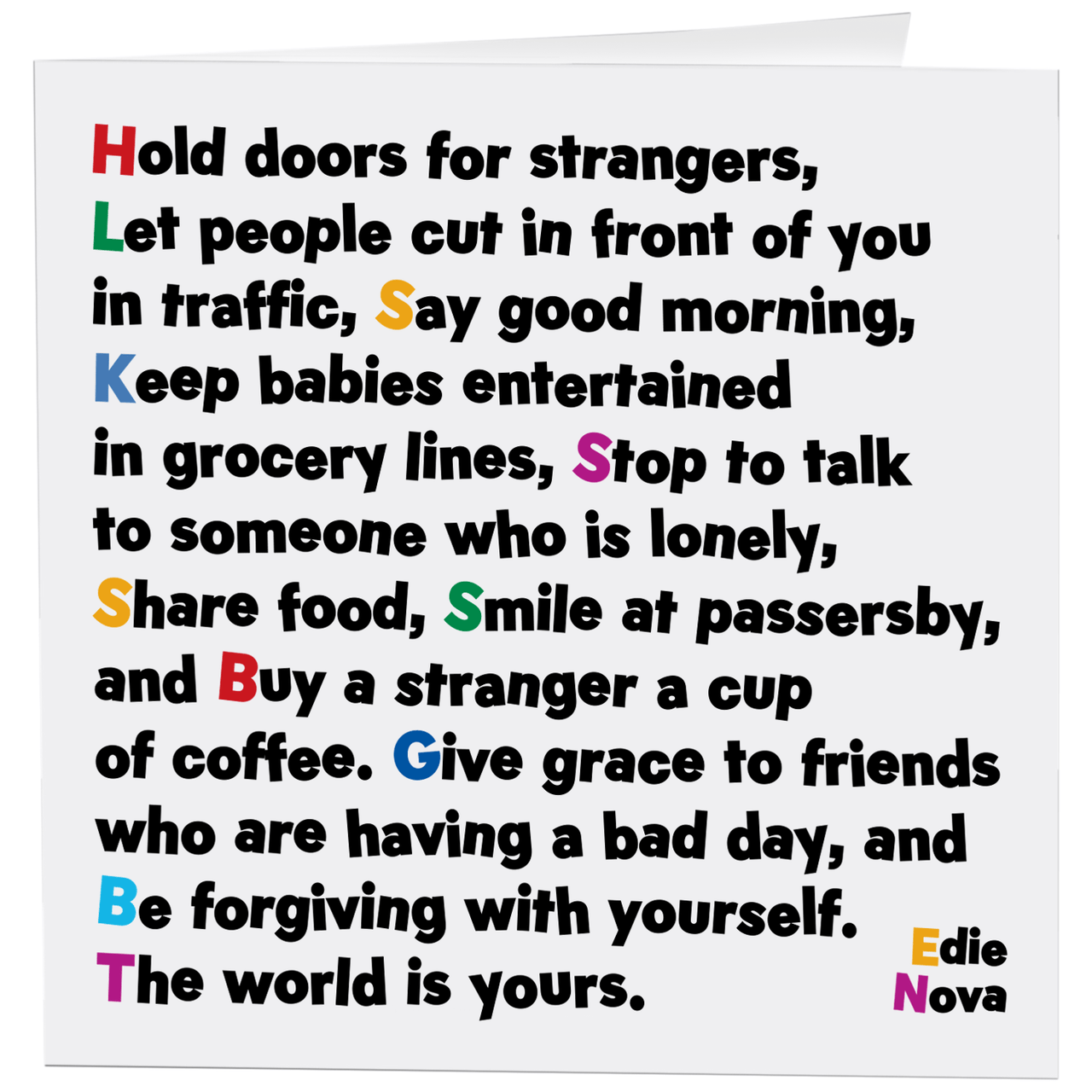Greeting Card "Hold Doors for Strangers" Inspirational Card Quotable