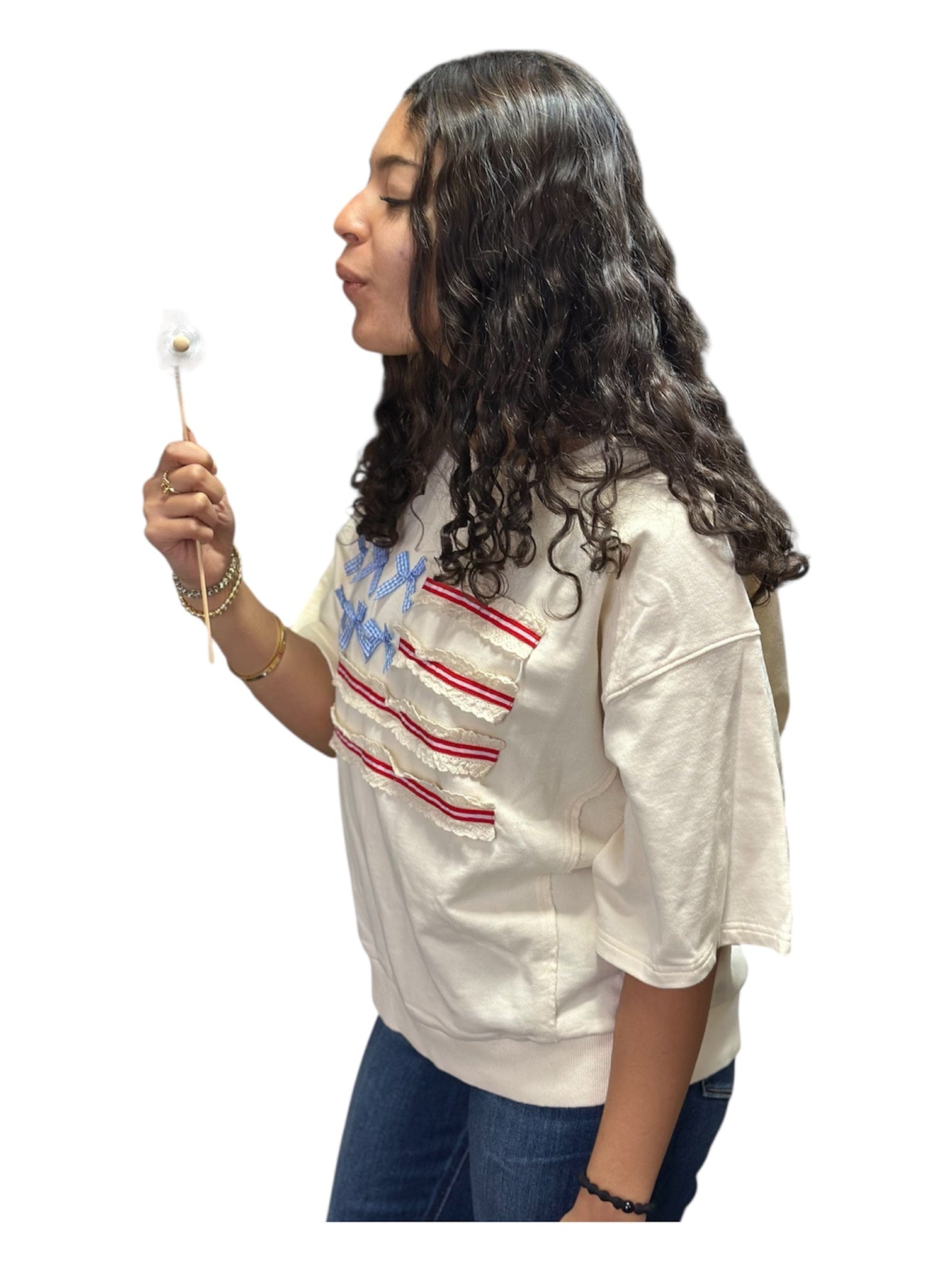 Half Sleeve American Flag Top by Easel Easel Casual Top