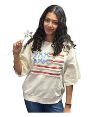 Half Sleeve American Flag Top by Easel Easel Casual Top