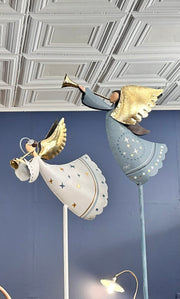 Hallelujah Angels on Stands, Set of 2, Blue and White Kalalou, Inc. Christmas Ornament