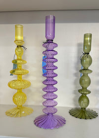 Thumbnail for Hand blown Glass Candleholder Two’s Company Taper Purple