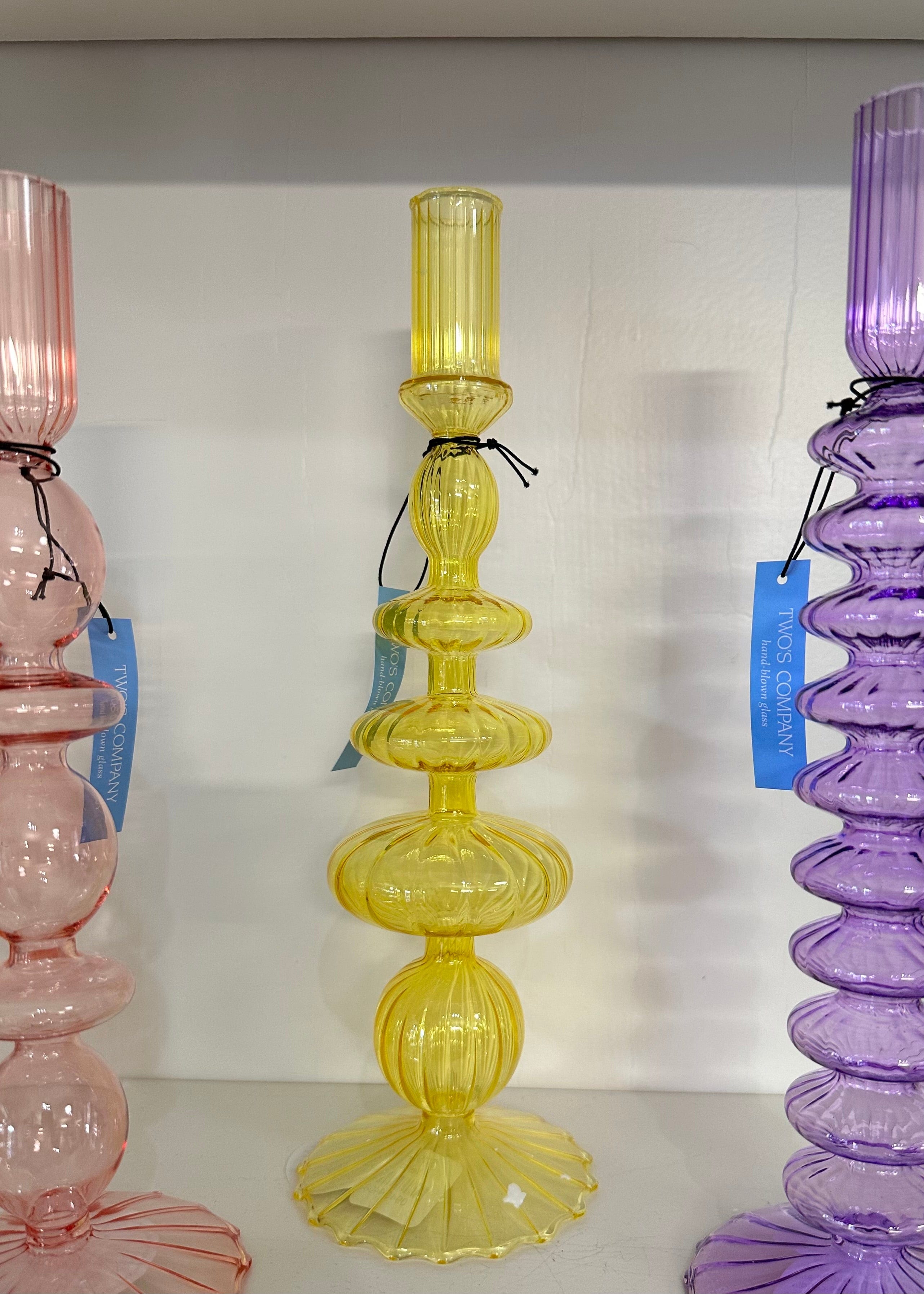 Assorted Hand-Blown Glass Taper CandleHolder - Thumbnail 5