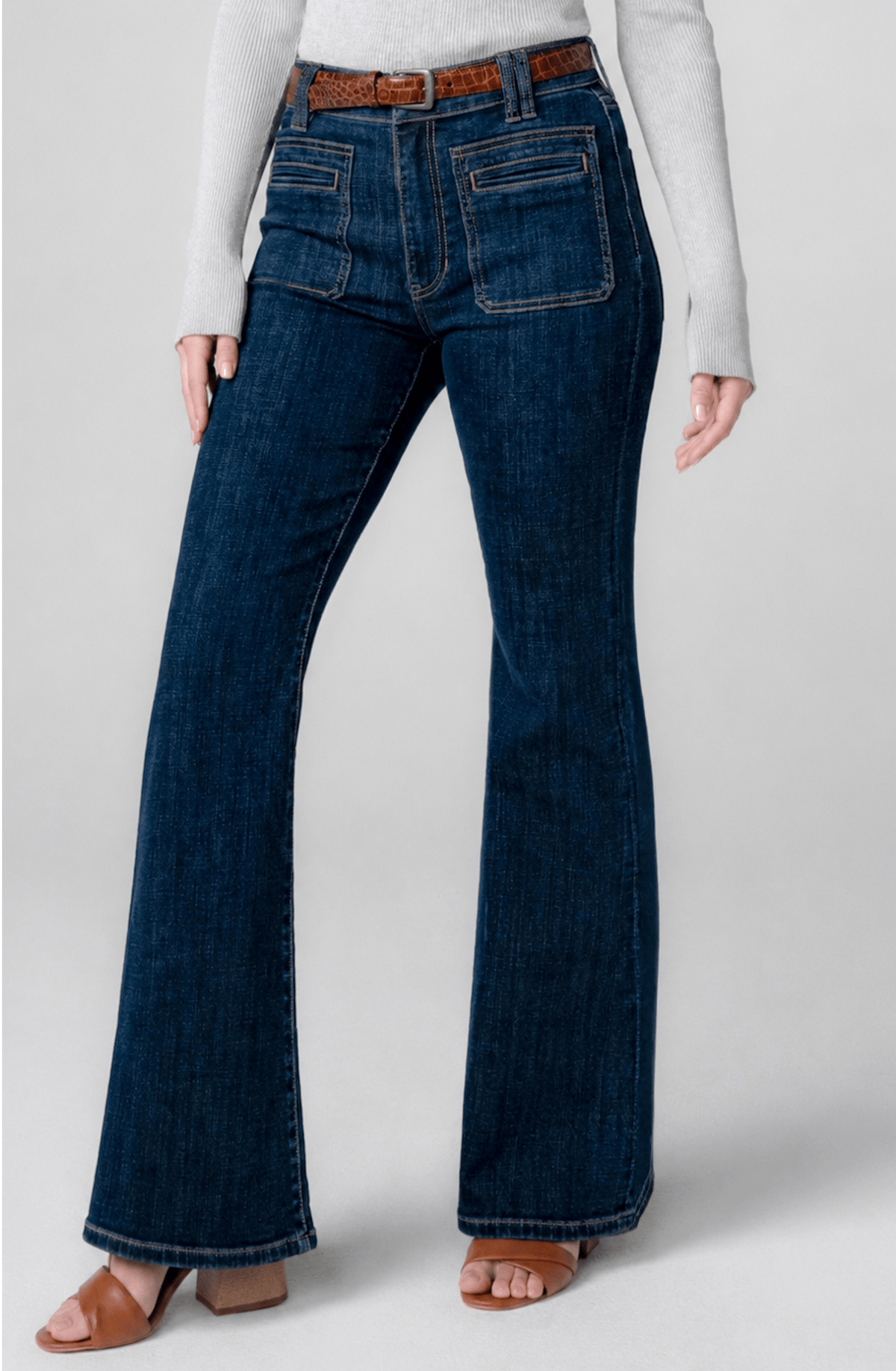 Hannah Flare Vintage Patch Pockets 28”Collegiate Blue Liverpool Jeans