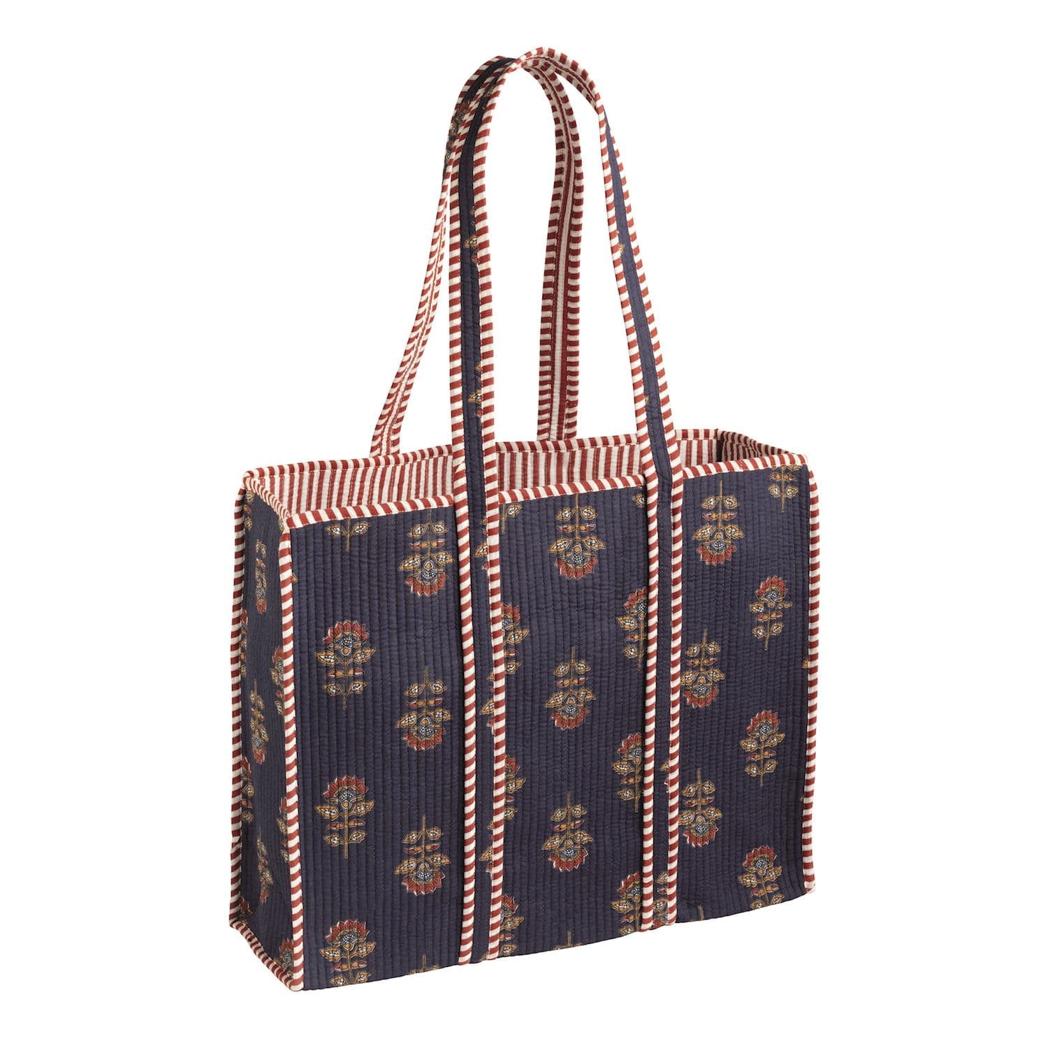Harvest Block Print Tote, Navy Mud Pie Tote