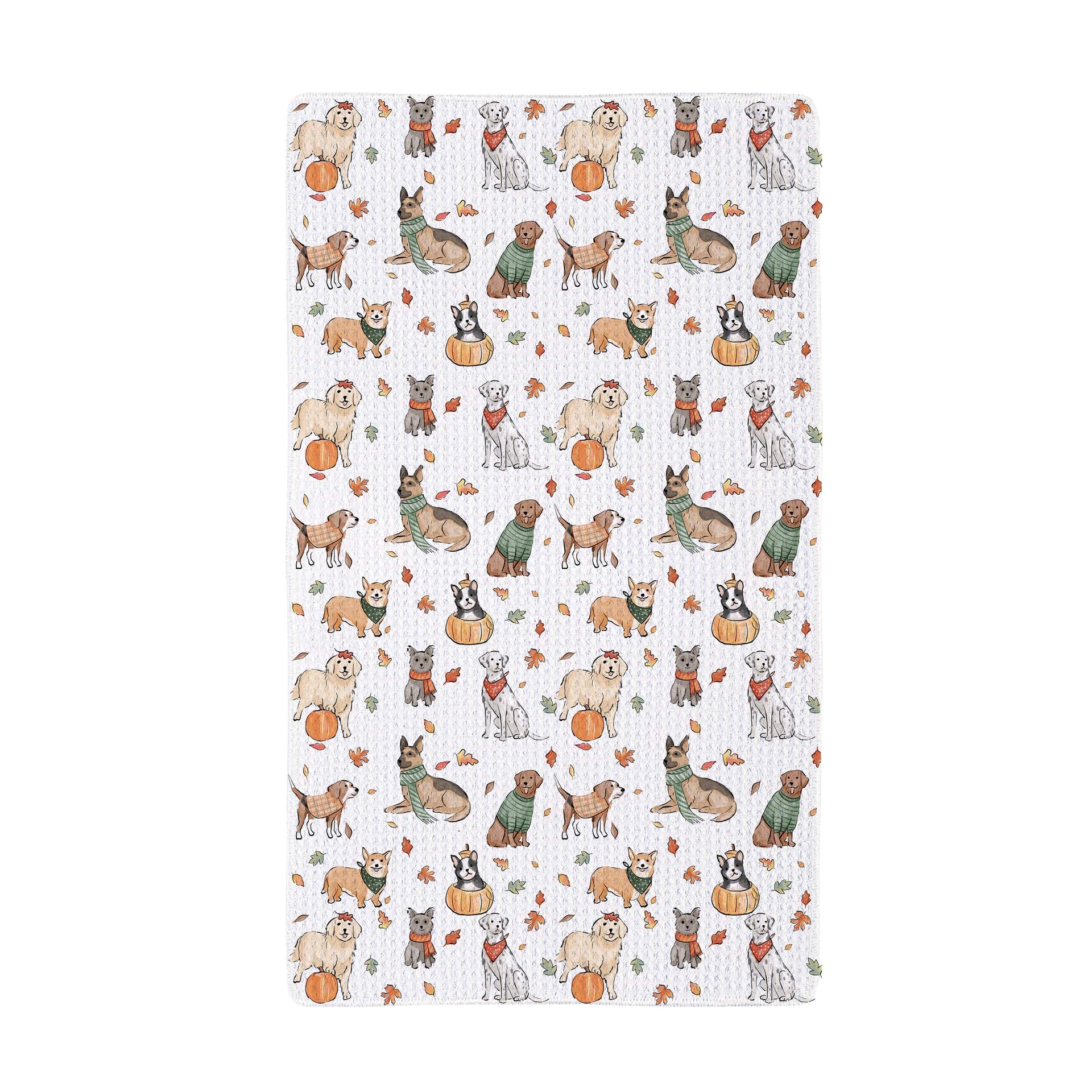 Harvest Blossom Dog Quick Dry Kitchen Towel Evergreen Kitchen Towel