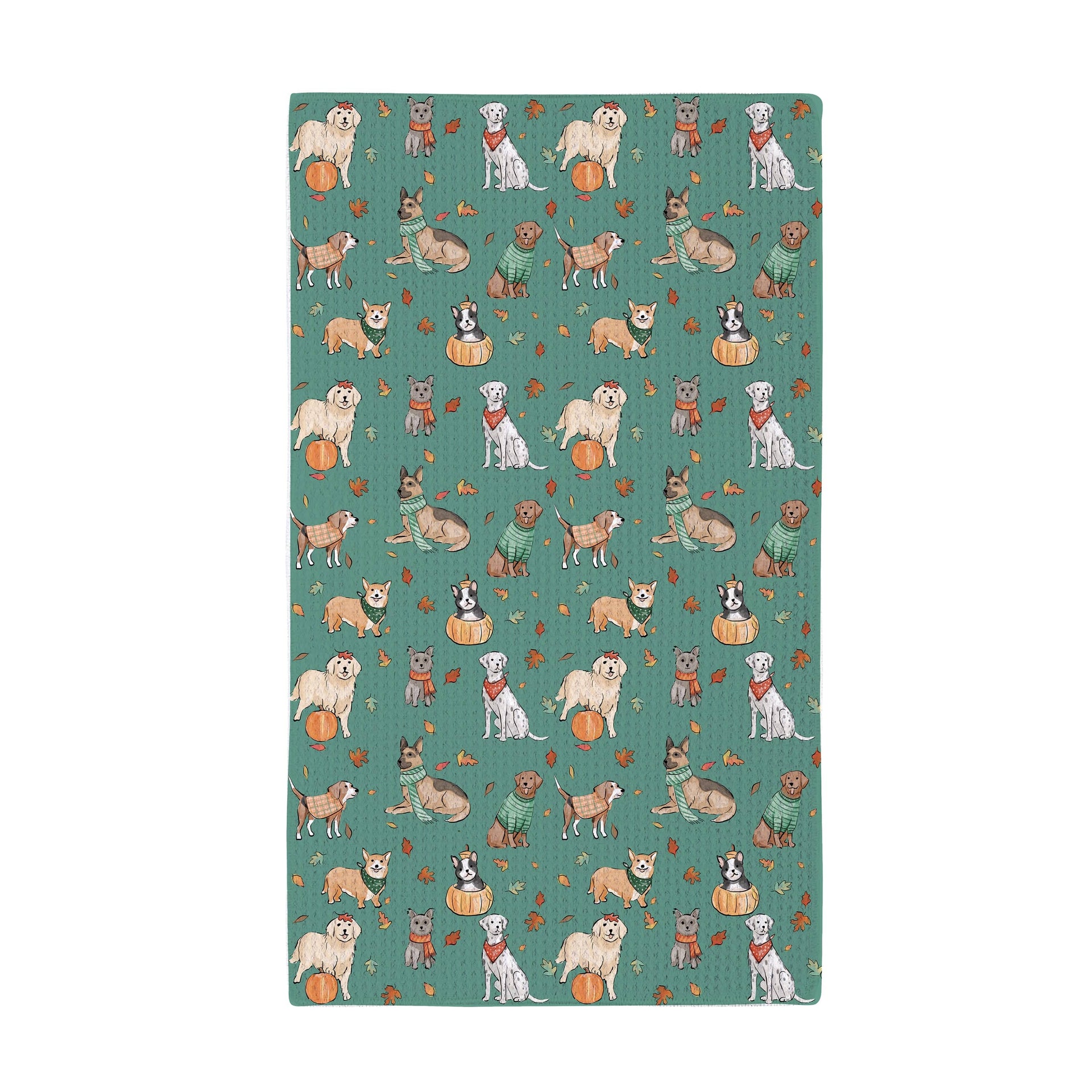 Harvest Blossom Dog Quick Dry Kitchen Towel Evergreen Kitchen Towel