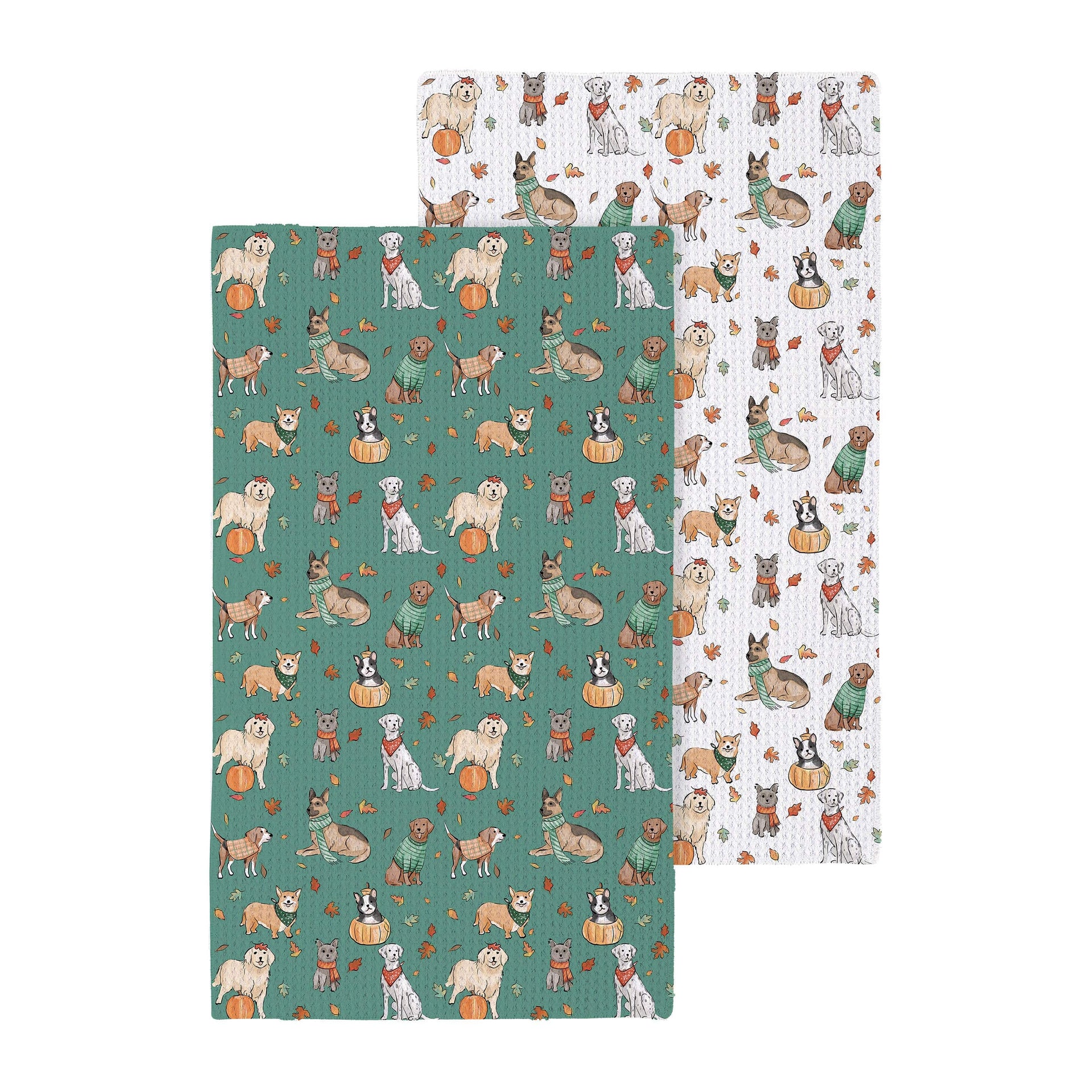 Harvest Blossom Dog Quick Dry Kitchen Towel Evergreen Kitchen Towel